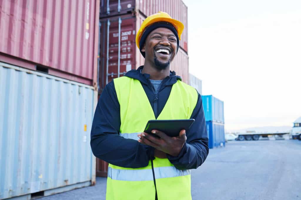 logistics tablet and black man planning shipping 2022 12 14 23 24 58 utc